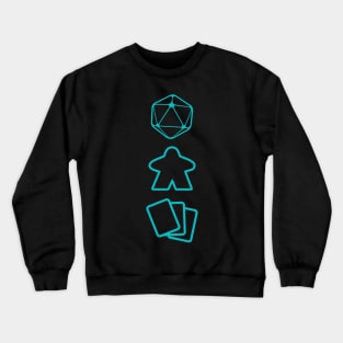 D20 Dice, Meeple and Cards - Board Game Inspired Graphic - Tabletop Gaming  - BGG Crewneck Sweatshirt